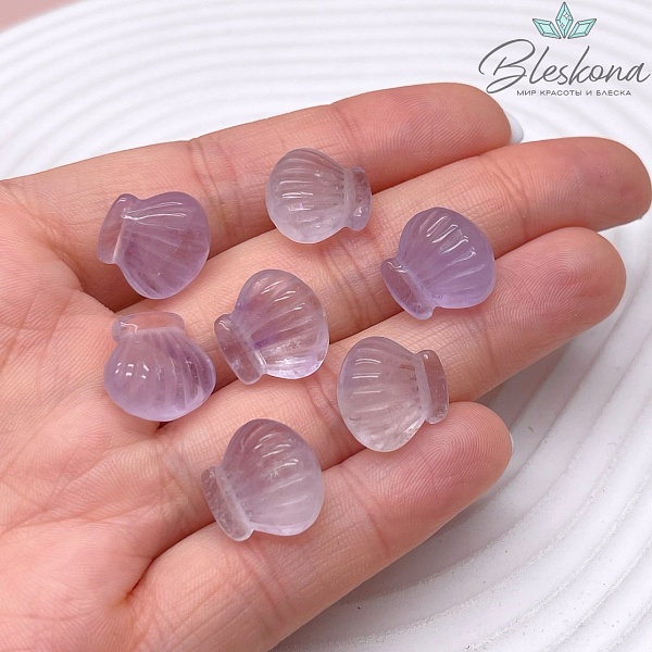 14 мм Резная Бусина Ракушка Лавандовый Аметист