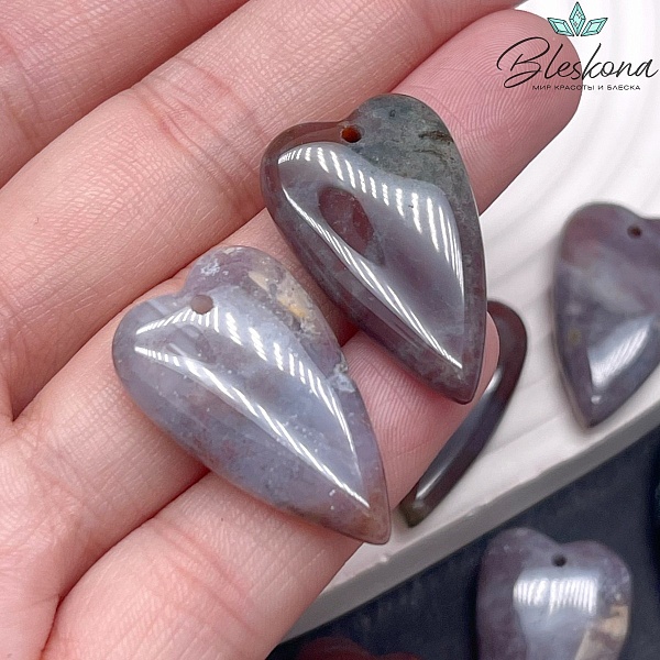 18*29 мм Подвеска Сердце Черный Агат Индийский
