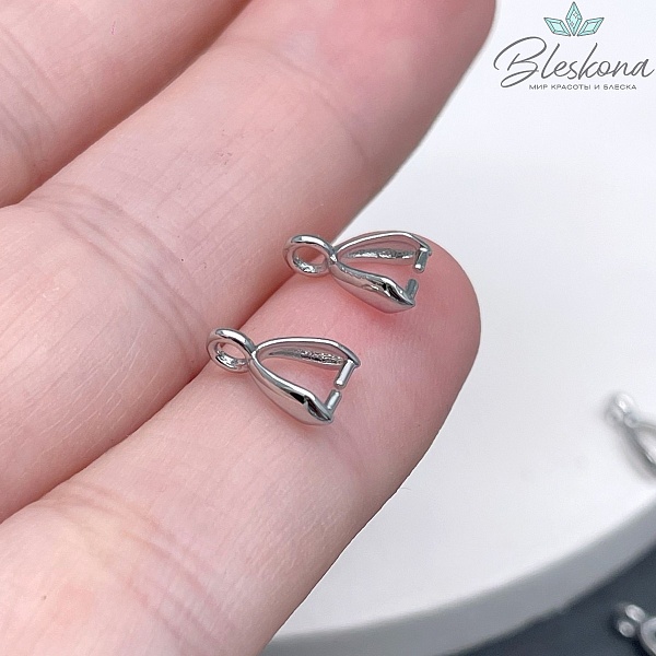 10*3 мм Цвет серебро, Бейл Зажимной гладкий мини Люкс