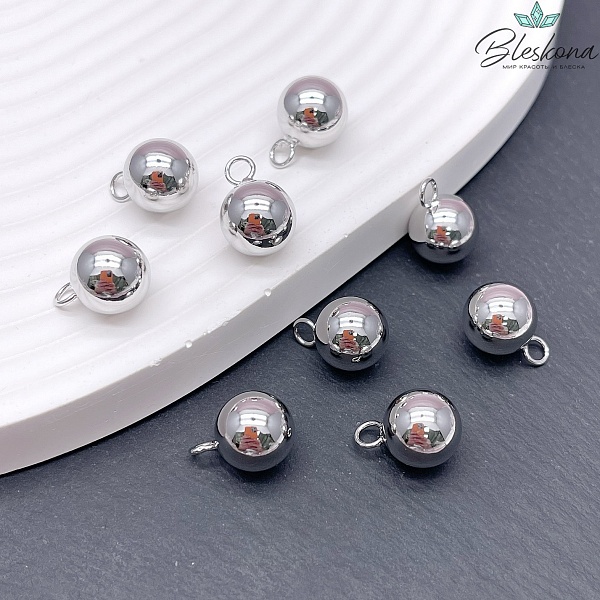 10 мм Цвет серебро, Подвеска шар 