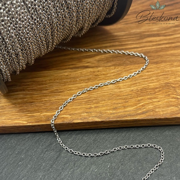 Цепь №С3 Цвет серебро 2,4*2 мм Сталь