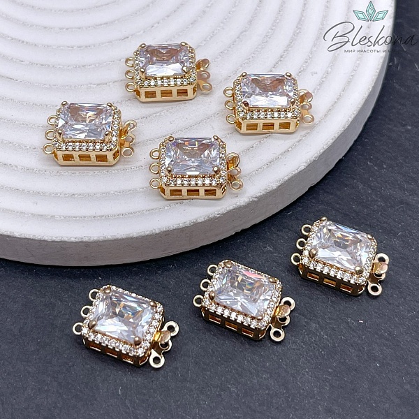 18*11мм Цвет золото, Замок защелка большой циркон