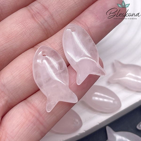 24*12,5 мм Подвеска рыбка Розовый кварц