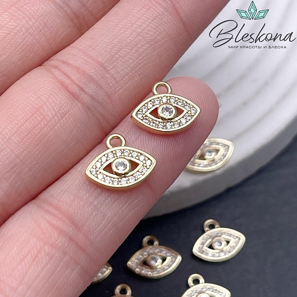 9*11,5 мм Цвет золото, Подвеска глаз цирконы