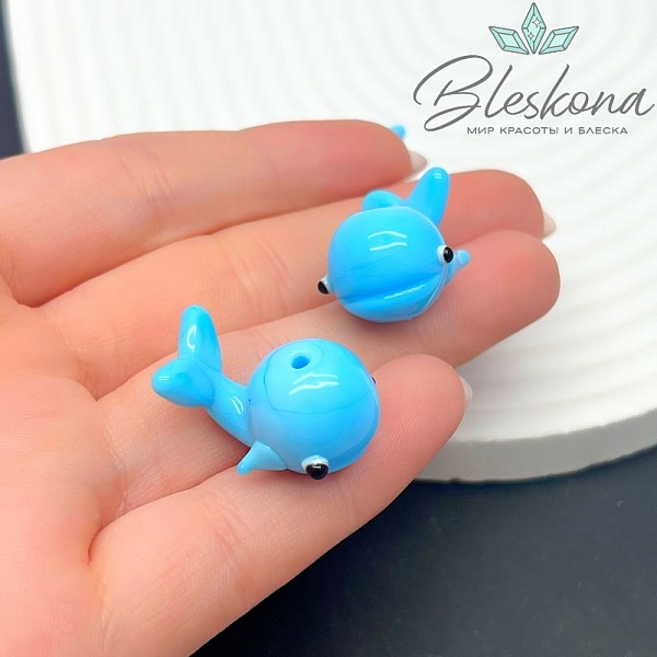 23*15 мм  Бусина кит голубой