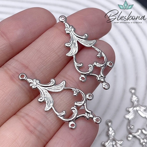 33,5*15 мм Цвет серебро, Коннектор на три ряда