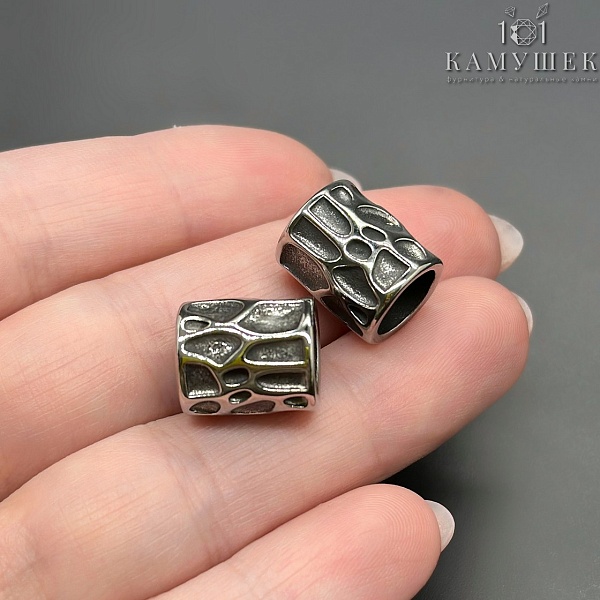 Бусина разделитель сталь, цвет серебро 11,5*13,5мм