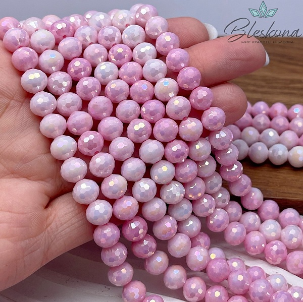 Стекло Lux светло- розовое огранка 8 мм