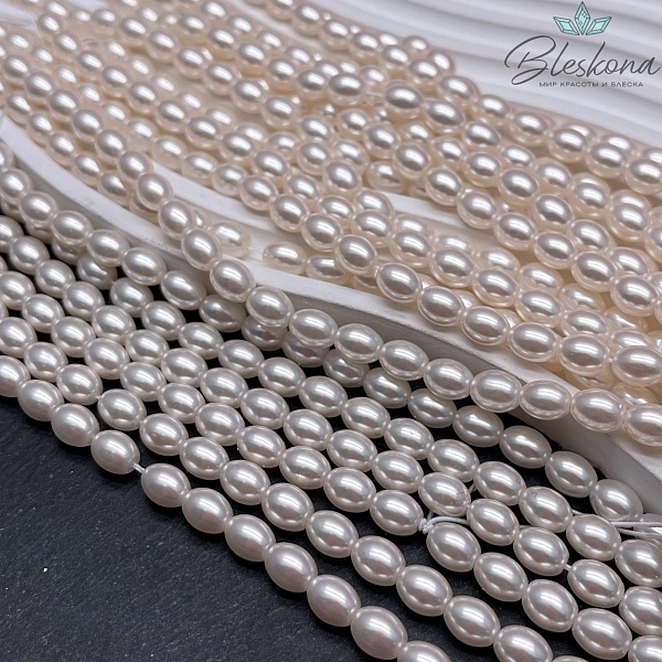 Жемчуг Майорка пудровая рис 6*8 мм