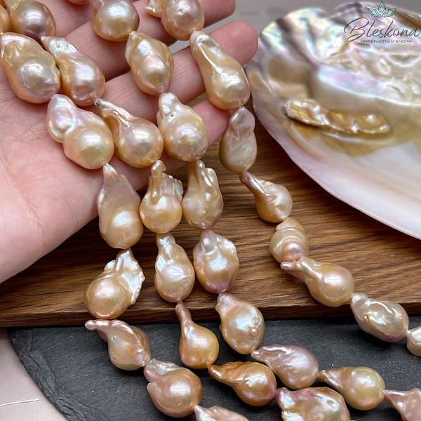 Жемчуг Барокко крупный персиковый ~ (19-22)*(13-14) мм 