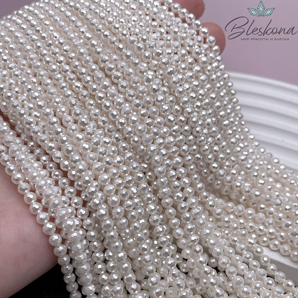 Жемчуг Майорка огранка, цвет бледно- розовый 3 мм