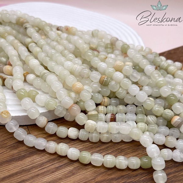 Оникс зеленый бочата 6,5*7 мм