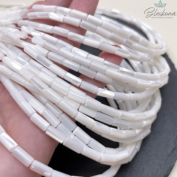 Перламутр белый трубочки  8*4 мм