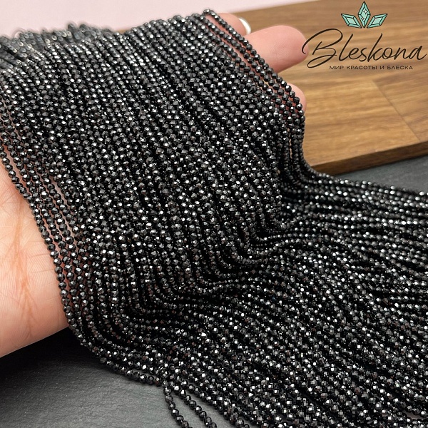 Циркон огранка черный №1 2 мм (кубический цирконий, фианит) 