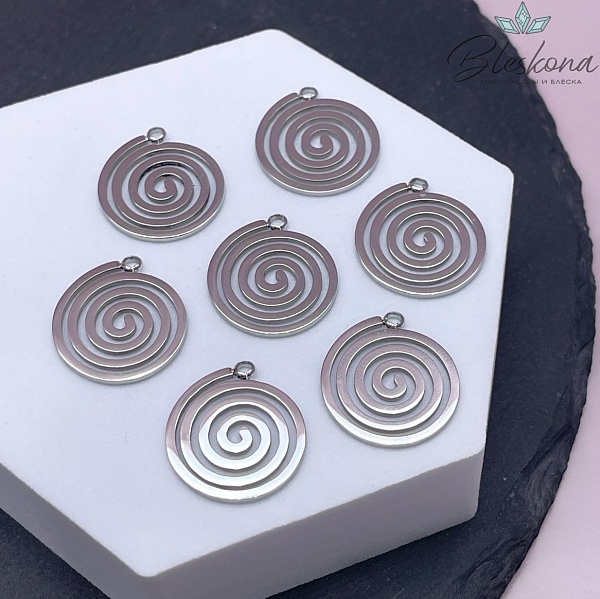 20*17,5 мм Цвет серебро, Подвеска Спираль