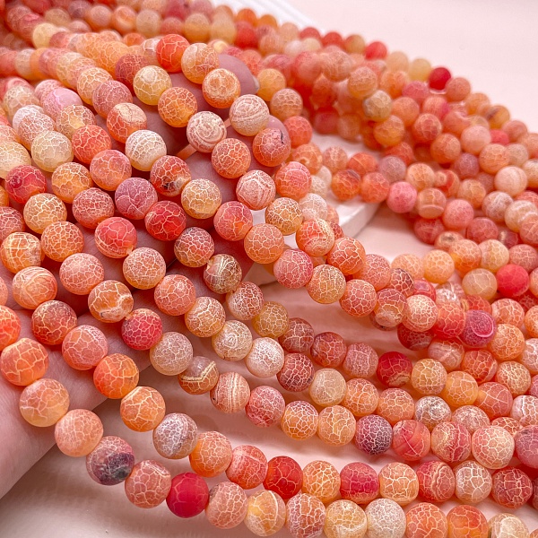 Агат Кракле оранжевый 8 мм