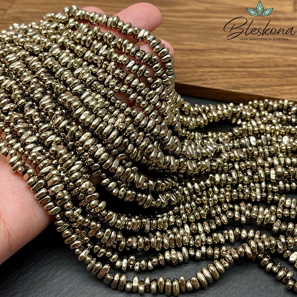 5-6 мм Гематин сколы шлифованные, темное золото №1