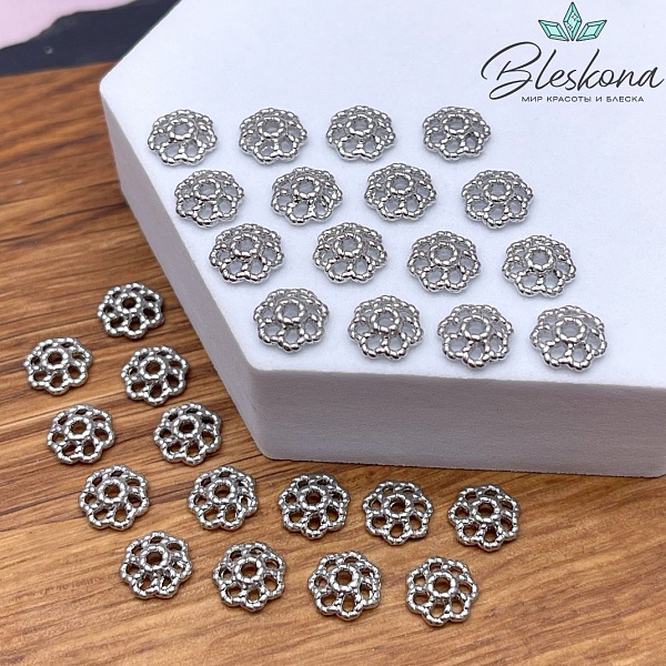 8*2,6 мм Цвет серебро, Шапочка цветок