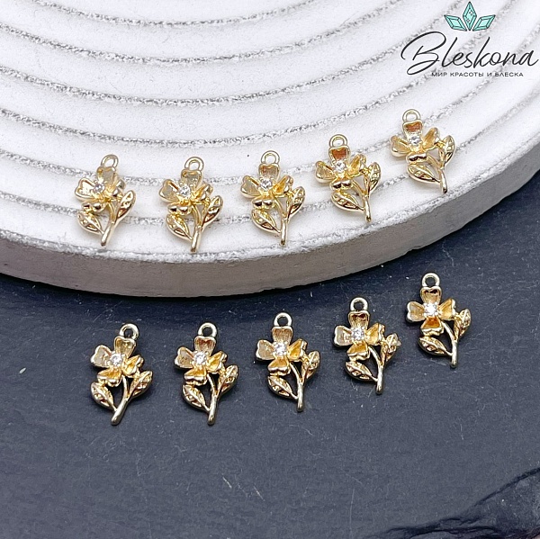 11,3*7,5 мм Цвет золото, Подвеска цветок циркон
