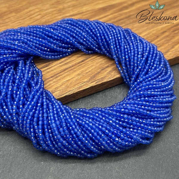 Кошачий глаз ярко-синий микроогранка (имитация) 2 мм