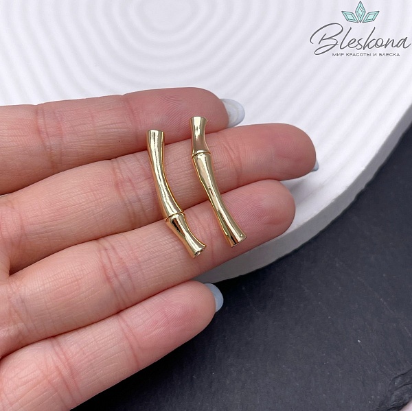 30*4,5 мм Цвет золото, Бусина трубочка бамбук 