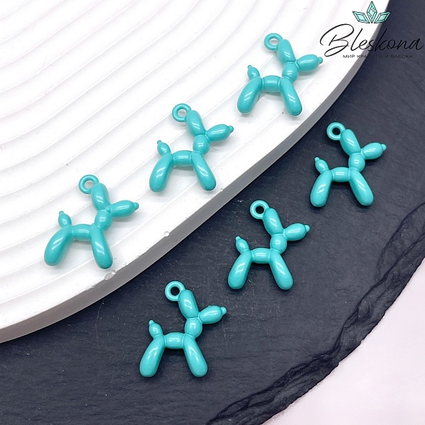 14*18 мм, Подвеска пудель бирюзовая эмаль