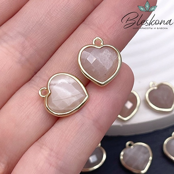 13*15мм,Цвет золото,Подвеска Сердце Солнечный камень огранка