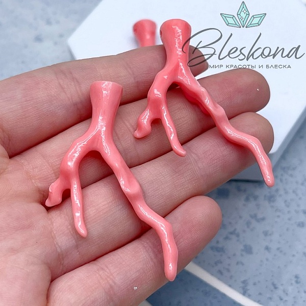 46*32 мм Подвеска ветка коралла розовая