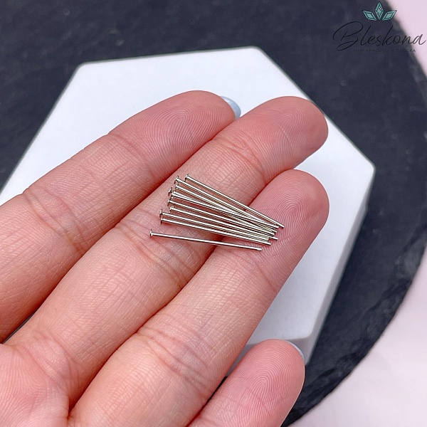 2 см*0,7 мм Цвет серебро, Пины шляпка жесткие уп. 10 шт. 