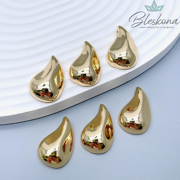 24*15,5 мм Цвет золото, Подвеска капля мятая 