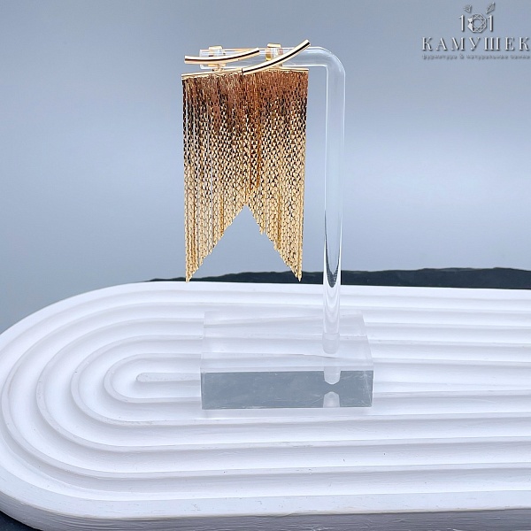 Пусеты шторки, цвет золото 66,5*20 мм