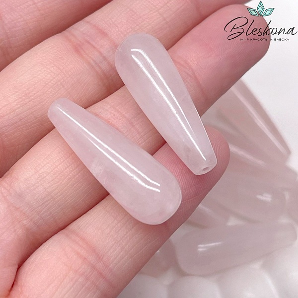 Розовый кварц капля 30*10 мм (штучно)