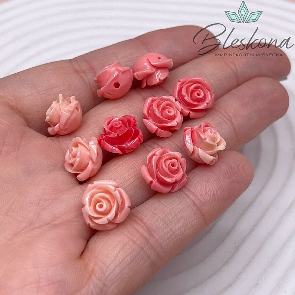 Бусина Розочка 11*8 мм (имитация коралла)