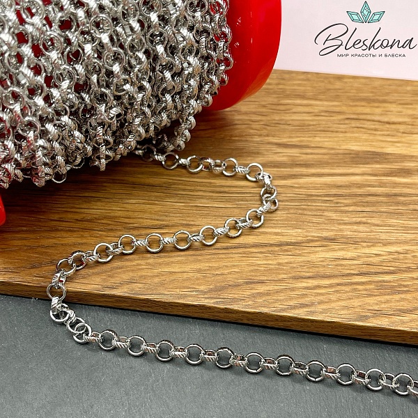 Цепь №4 цвет серебро 6*1,7 мм