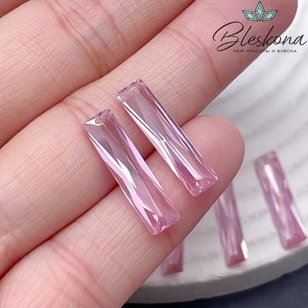 20*4,8 мм, Подвеска Циркон прямоугольник розовый (кубический цирконий, фианит) 