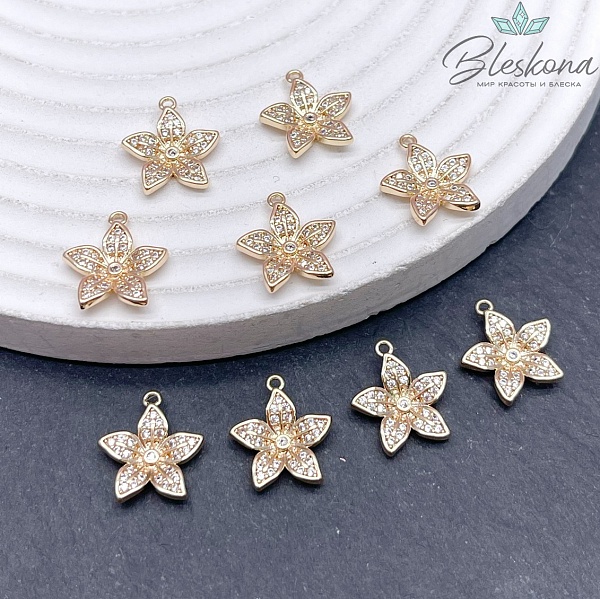 13,5*12,4 мм Цвет золото, Подвеска цветок цирконы