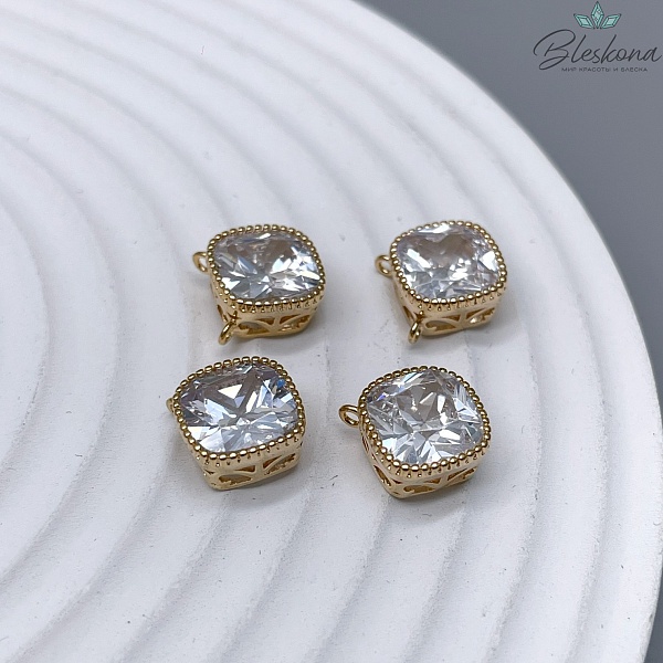 Коннектор квадрат, цвет золото 8мм 