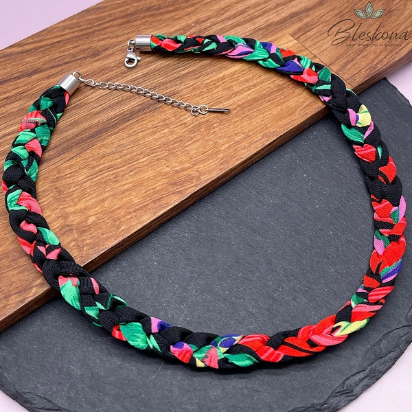 Шнурок косичка под кулон цвет микс №5, серебро 40 см