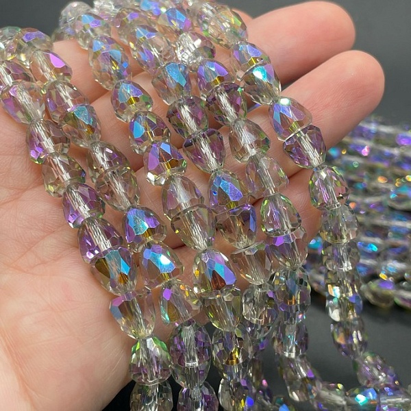 8 мм Стекло Lux, колокольчик, цвет песочный с фиолетовым переливом