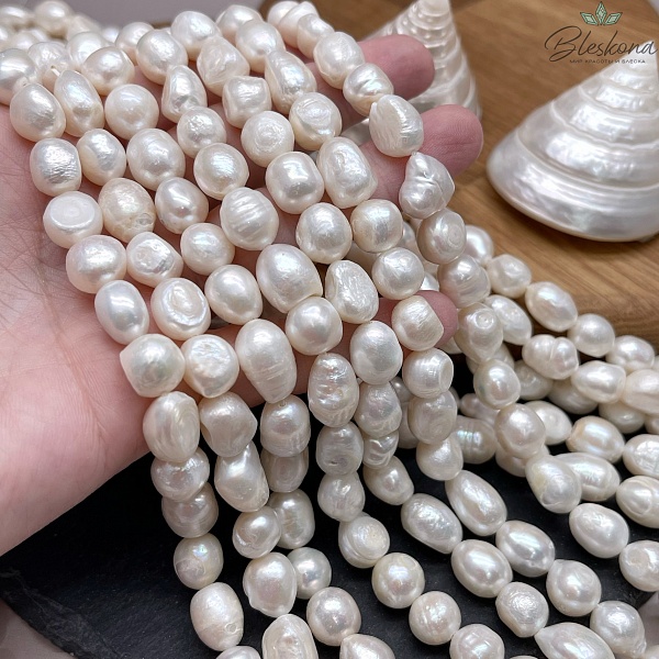 Жемчуг барочный рис белый 9,5-10,5 мм