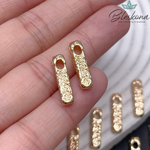 19*4,5 мм Цвет золото, Подвеска прямоугольник узоры 