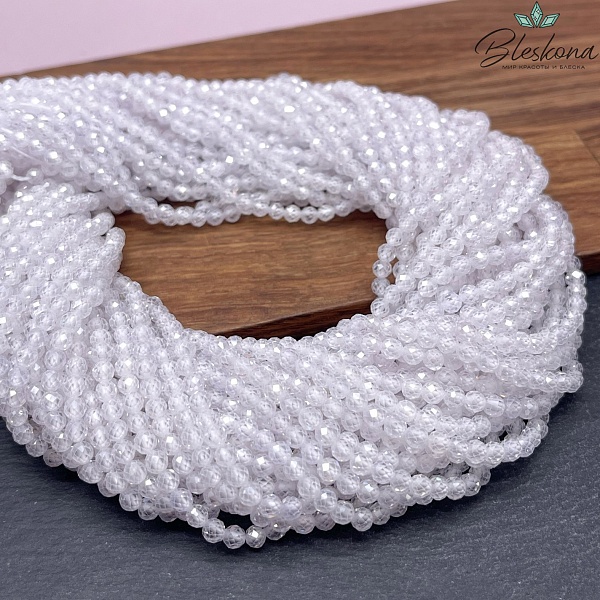 Циркон огранка белый 4 мм (кубический цирконий, фианит) 