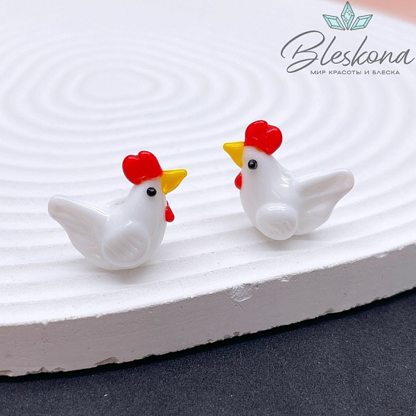 19*12 мм Бусина Петушок белый