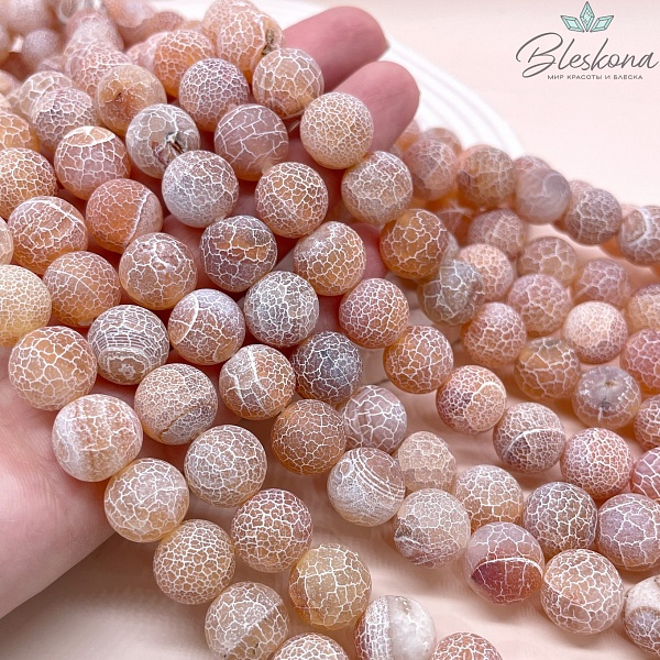 Агат Кракле оранжевый 12 мм