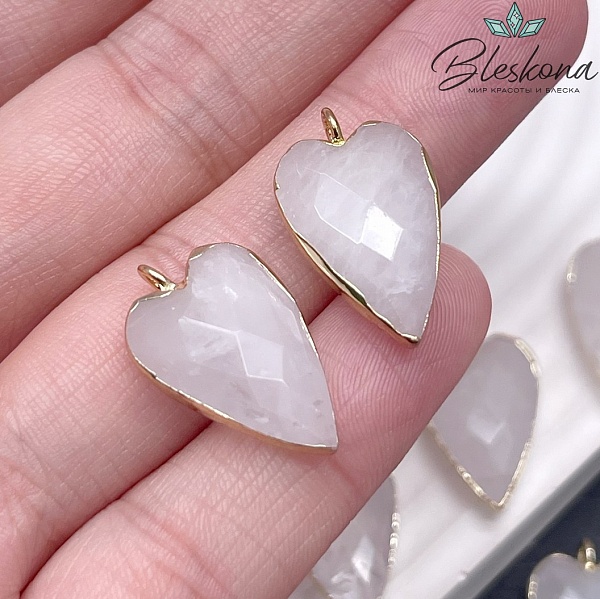 22*13 мм, цвет золото, Подвеска Сердце Горный Хрусталь огранка