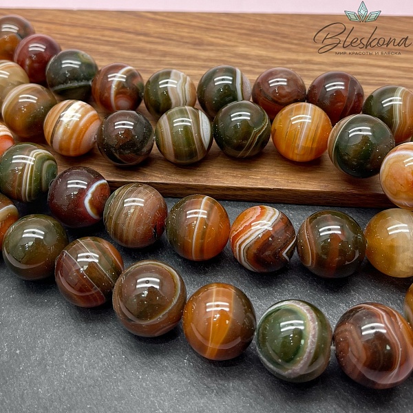 Агат шар зелено- коричневый 20 мм 