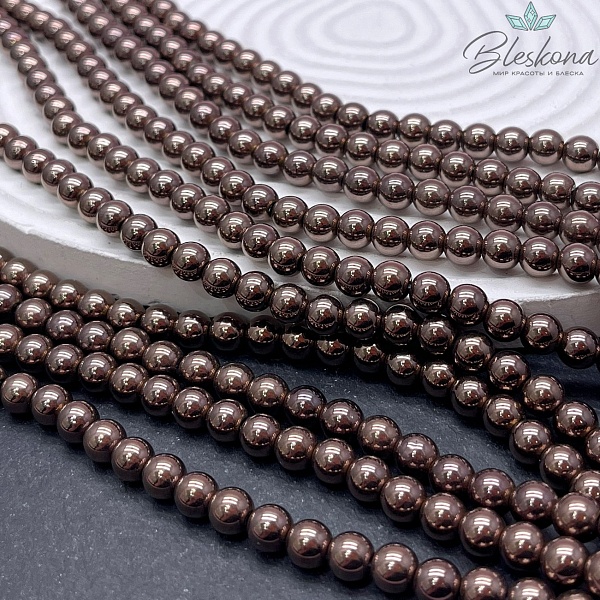 6 мм Гематин имитация, цвет коричневый  (шоколадный)