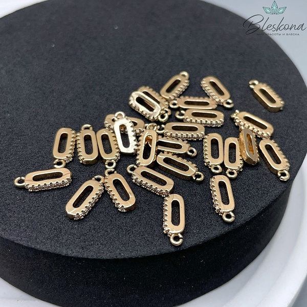 4*11 мм Цвет золото, Бейл прямоугольник цирконы разъемное кольцо