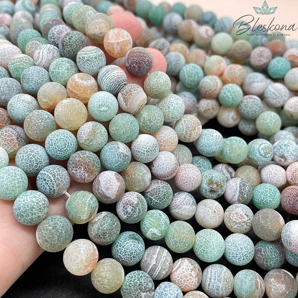 Агат Кракле зеленый 10 мм