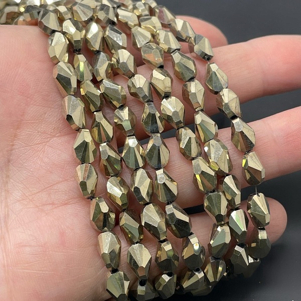 6*8 мм Стекло Lux, ракушка, цвет золото